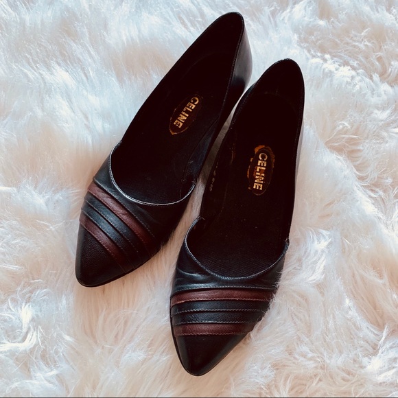 Celine Vintage Leather  kitten heel pumps 5.5 - Picture 1 of 5